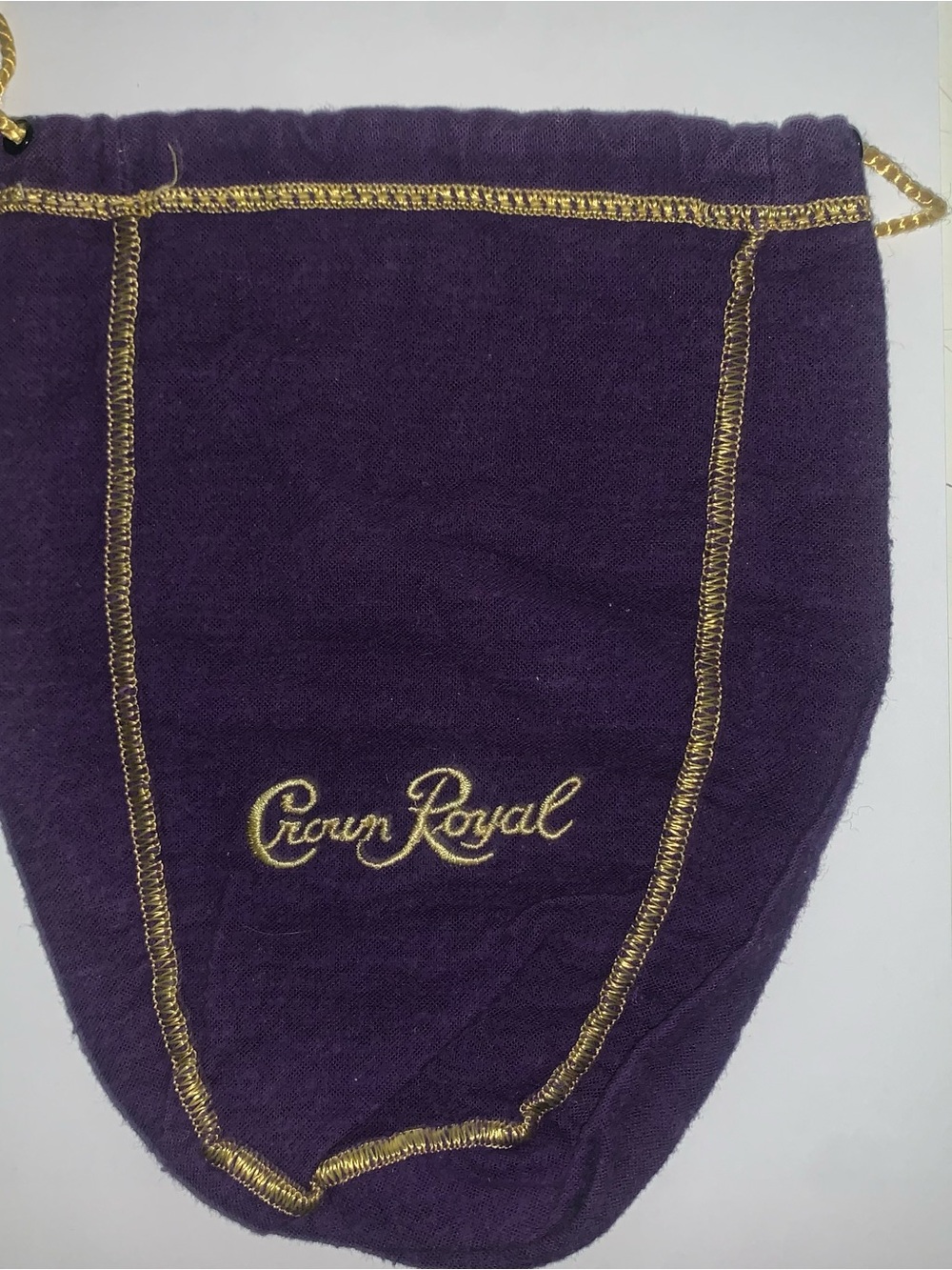Crown Royal Purple Velvet Drawstring Bag with Gold Trim